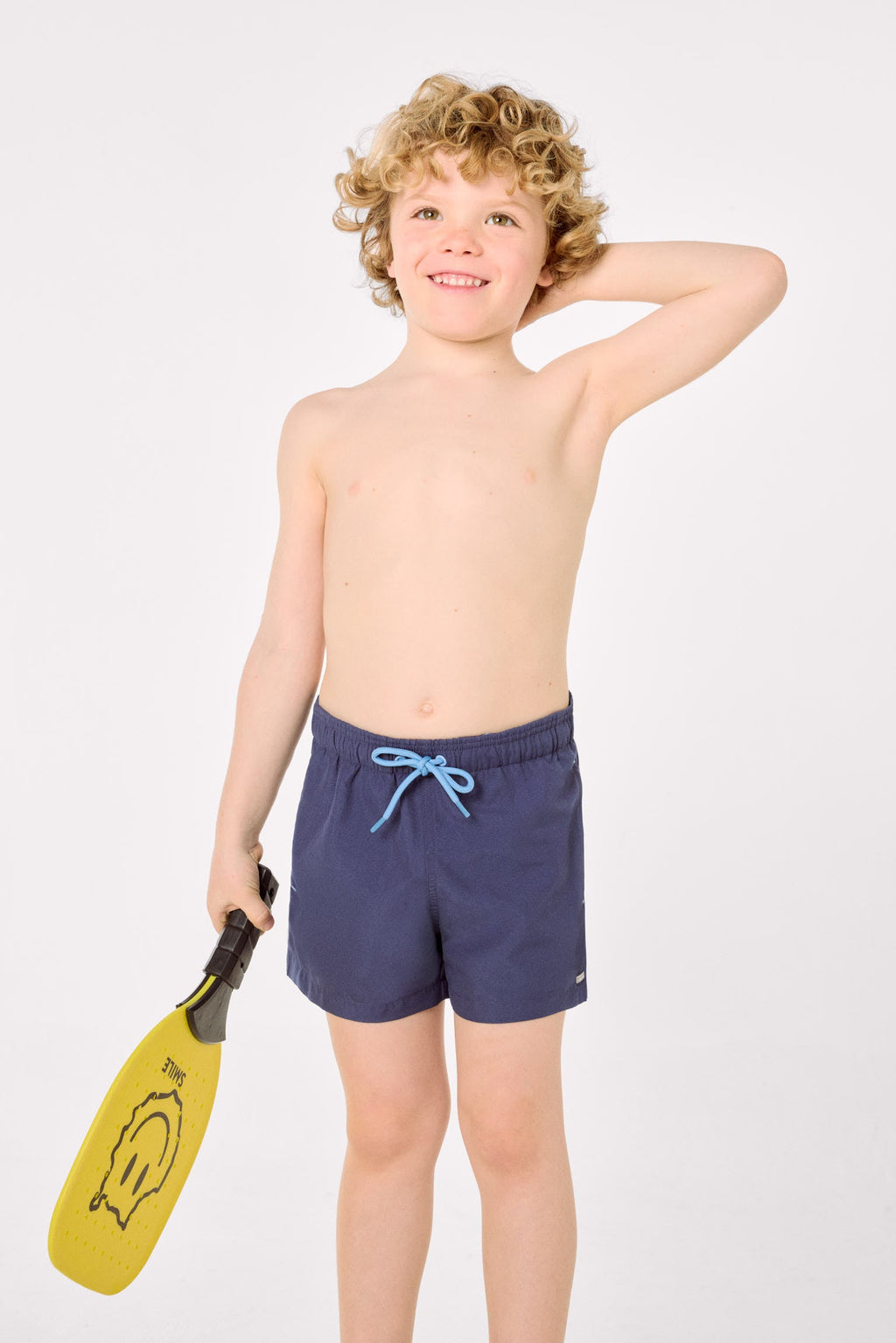 Bañador niño corto forro contraste marino